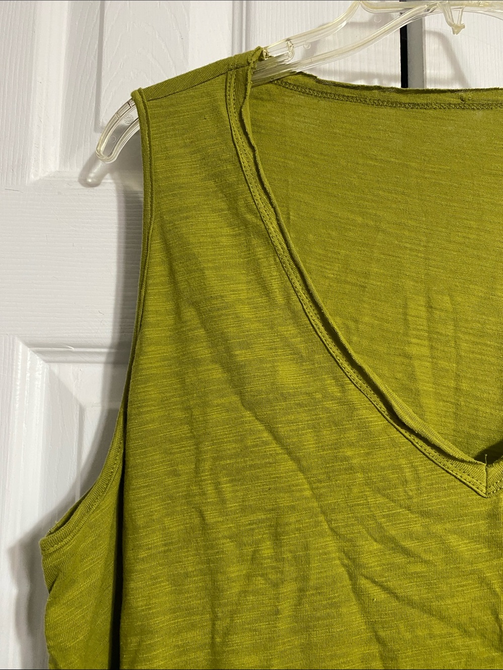 Green cotton knit tank top shirt size LARGE / XL - Picture 4 of 7